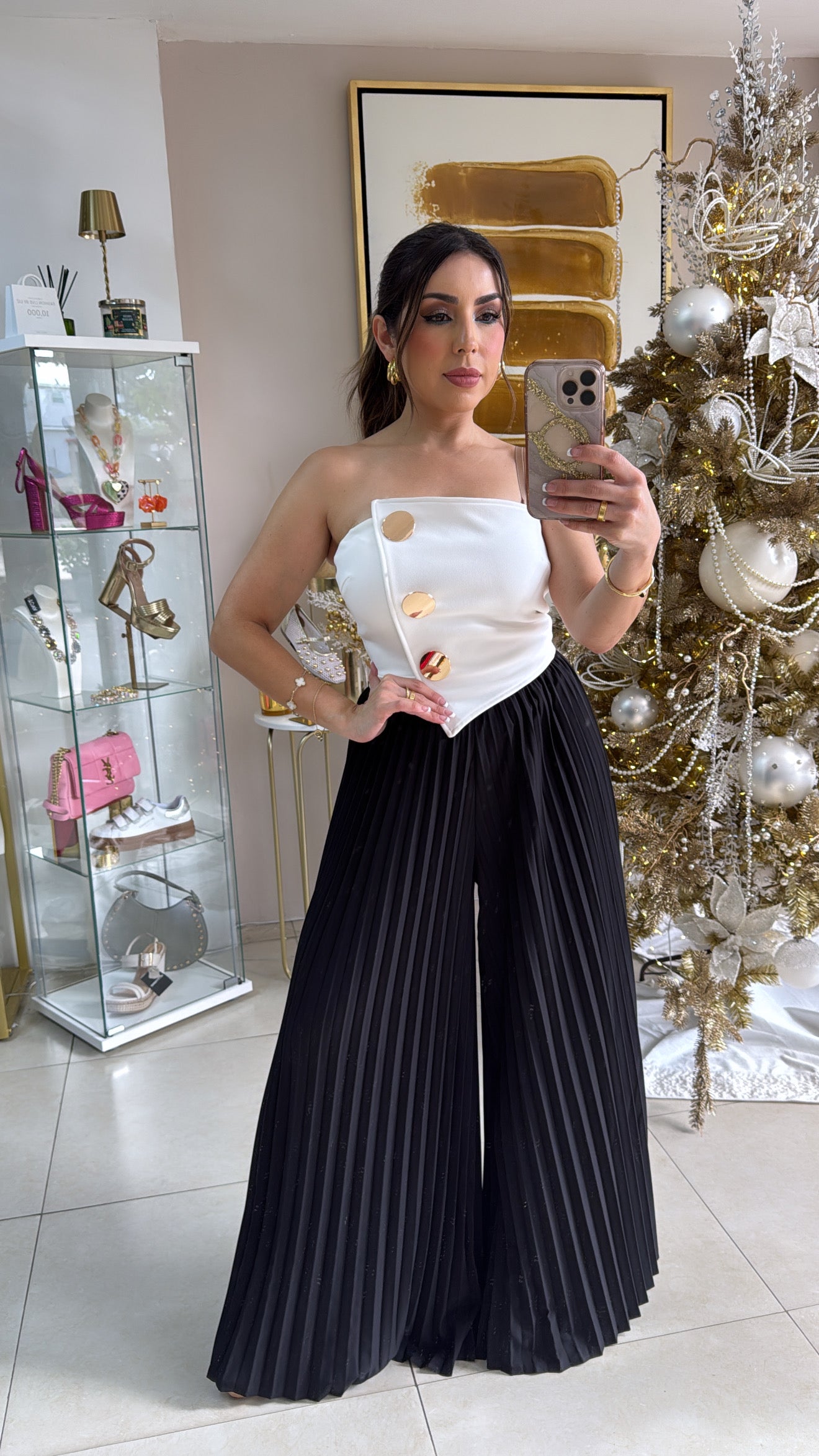 Pleated 2 Tones Jumpsuit