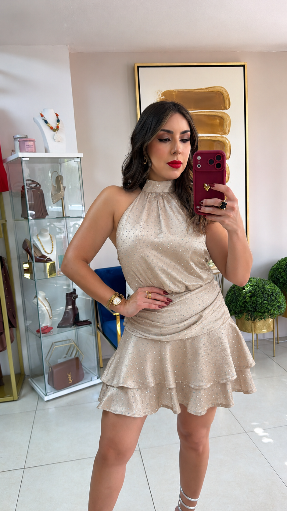 Champagne Glitter Short Dress