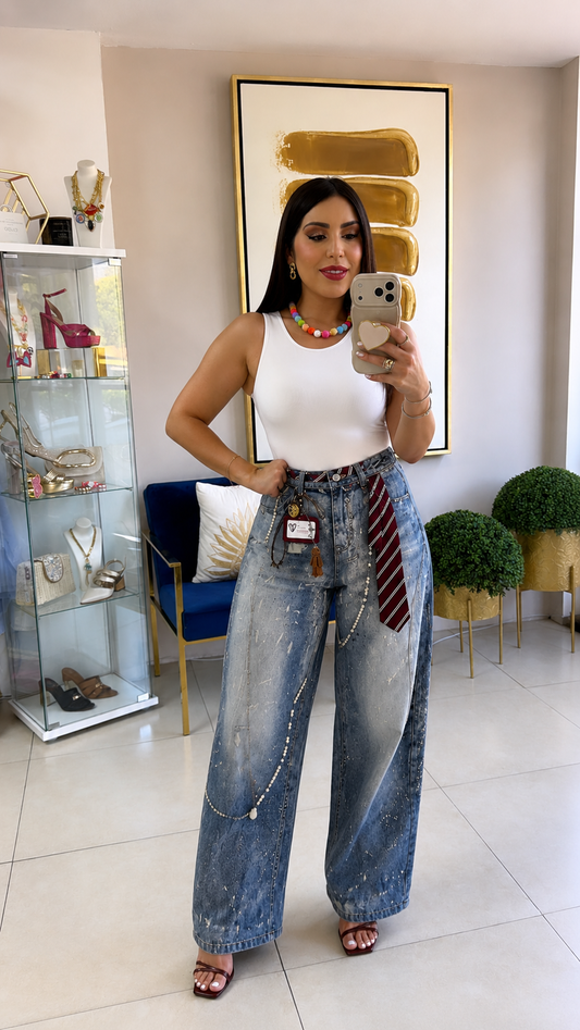 Print Barrel Jean