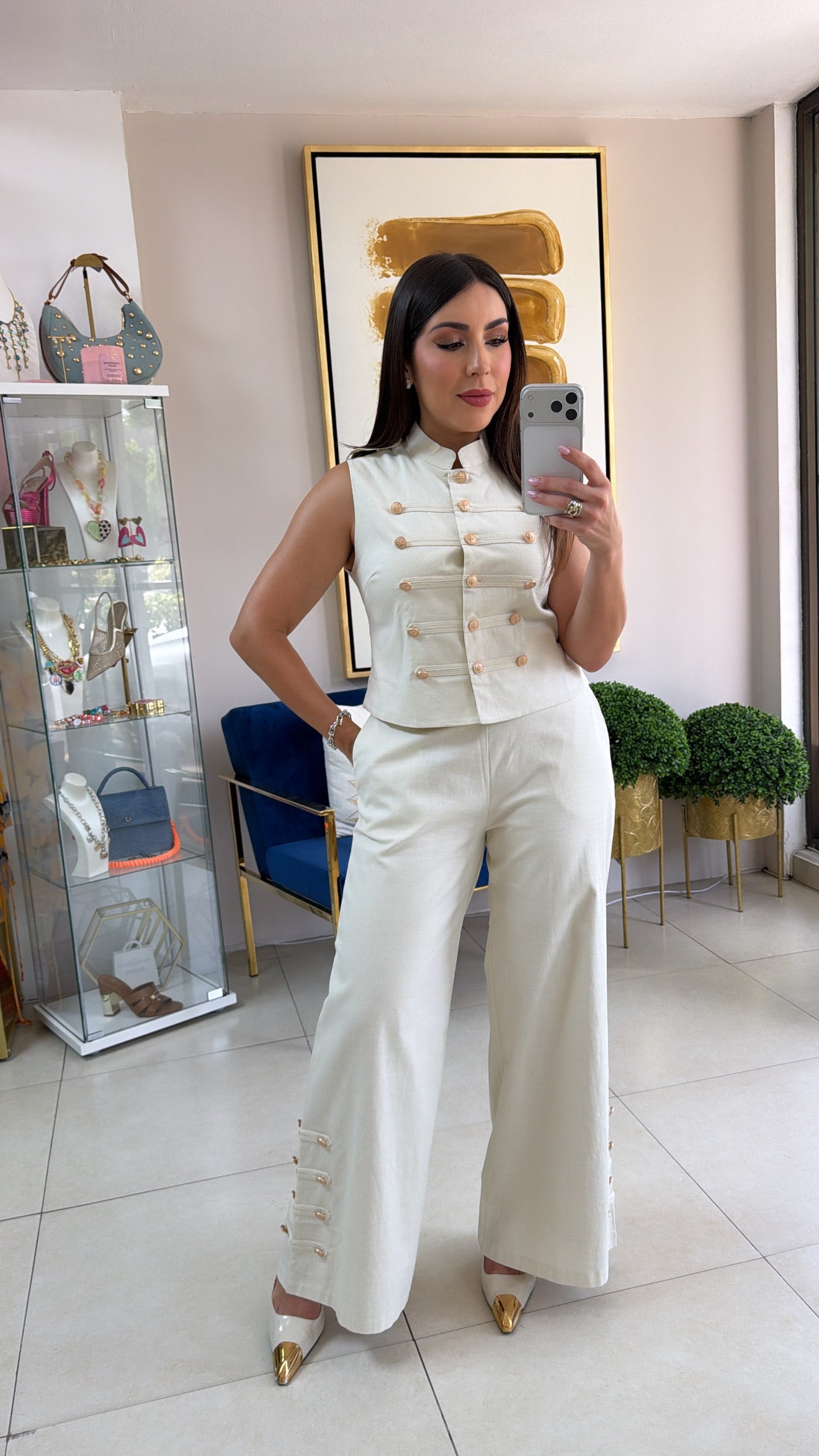 Cream Napoleon Pant Set