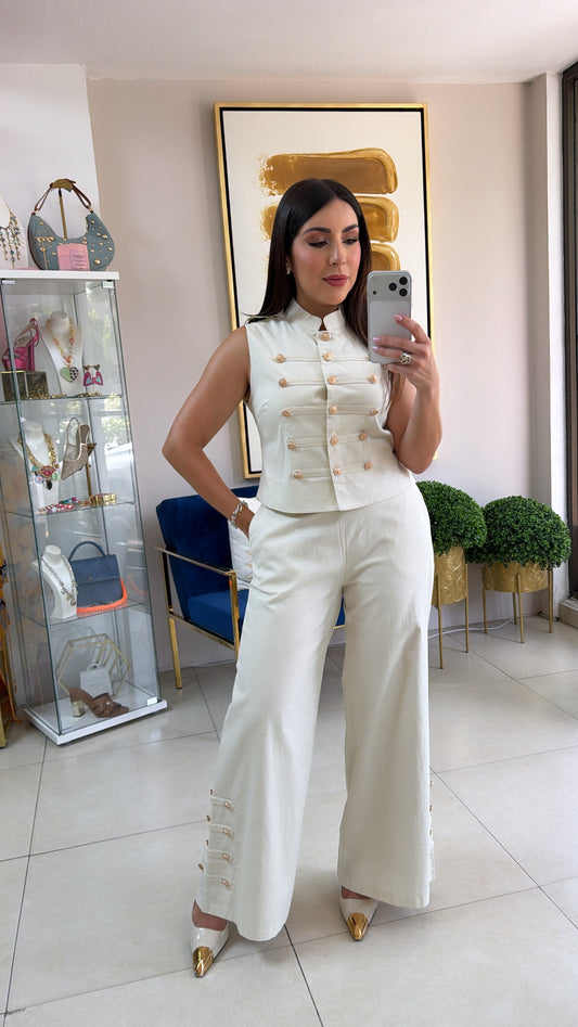 Cream Napoleon Pant Set