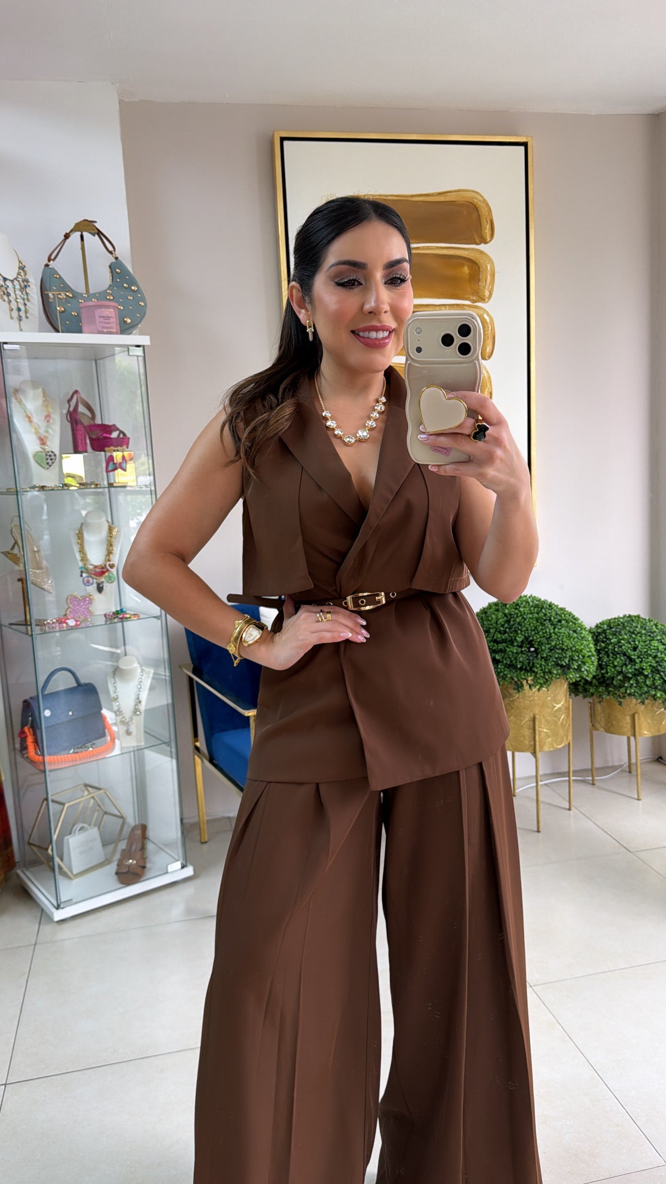 Brown Vest Pant Set