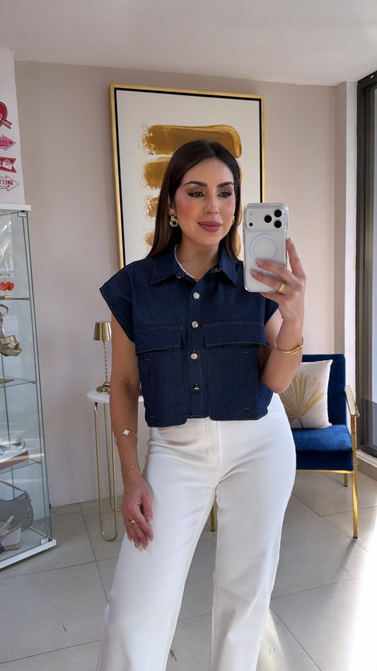 Denim Pocket Top