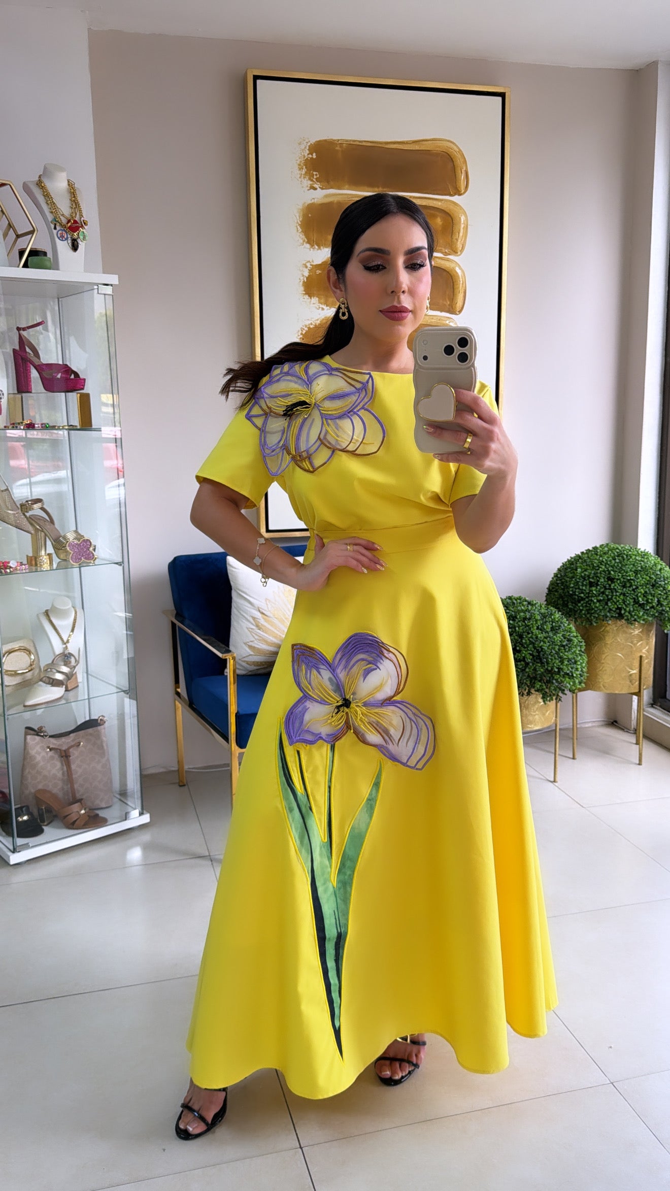 Yellow 3D Flower Skirt Set