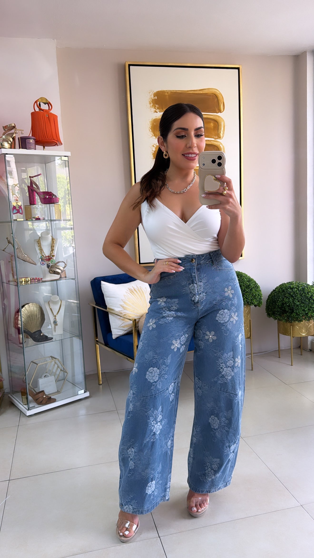 Floral Denim Barrel Set