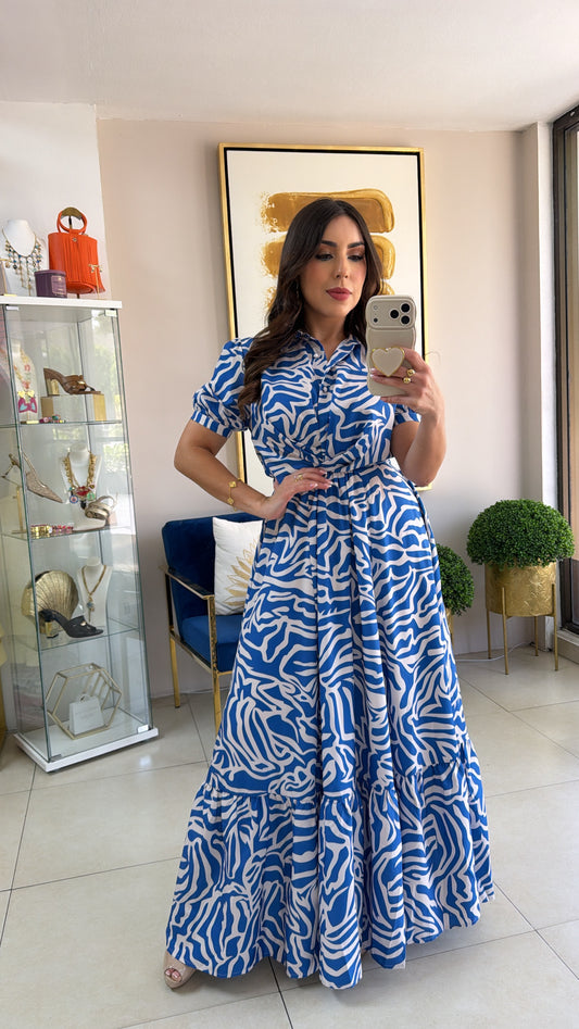 Blue Floral Long Dress
