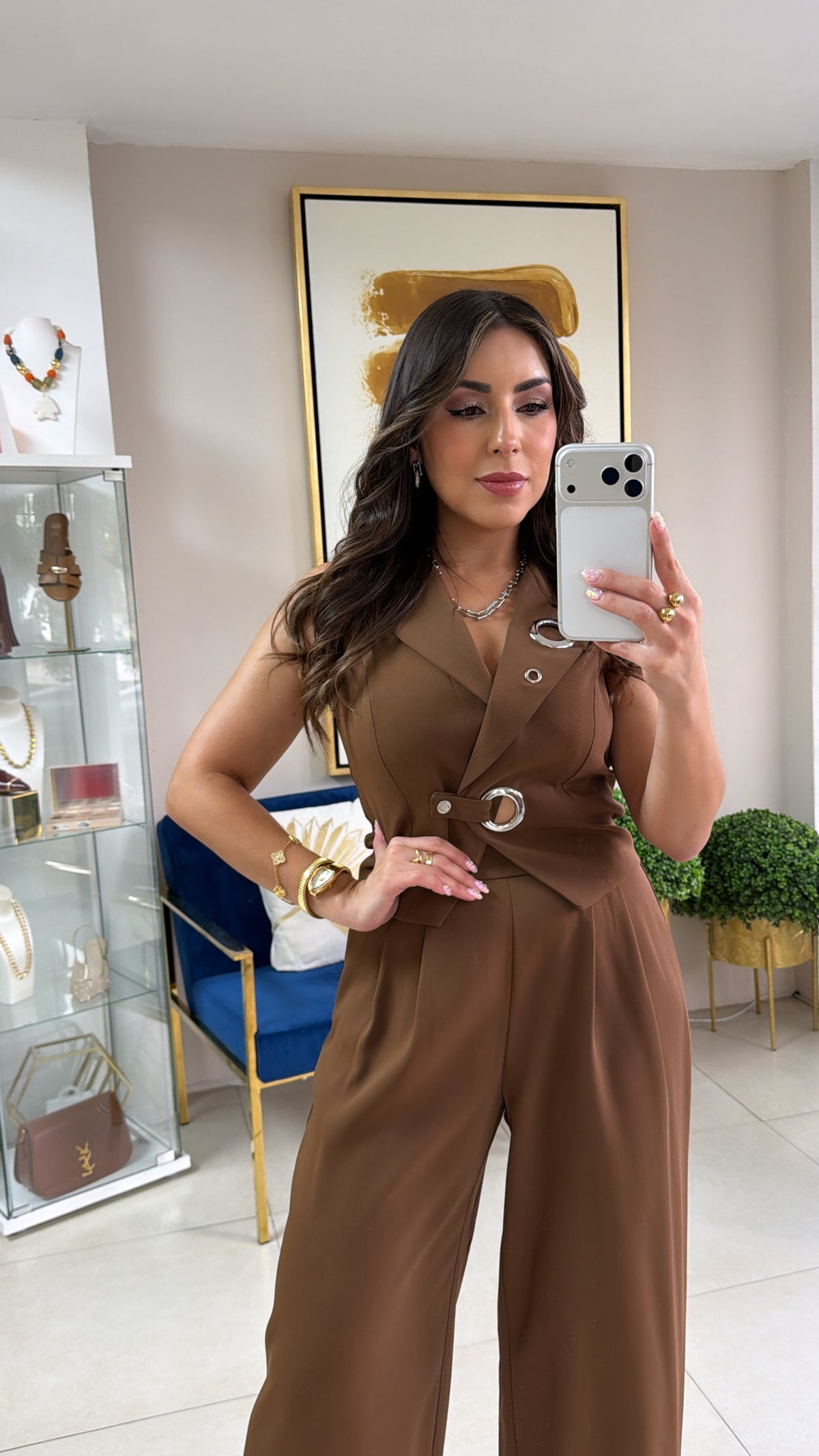 Brown Vest Palazzo Set