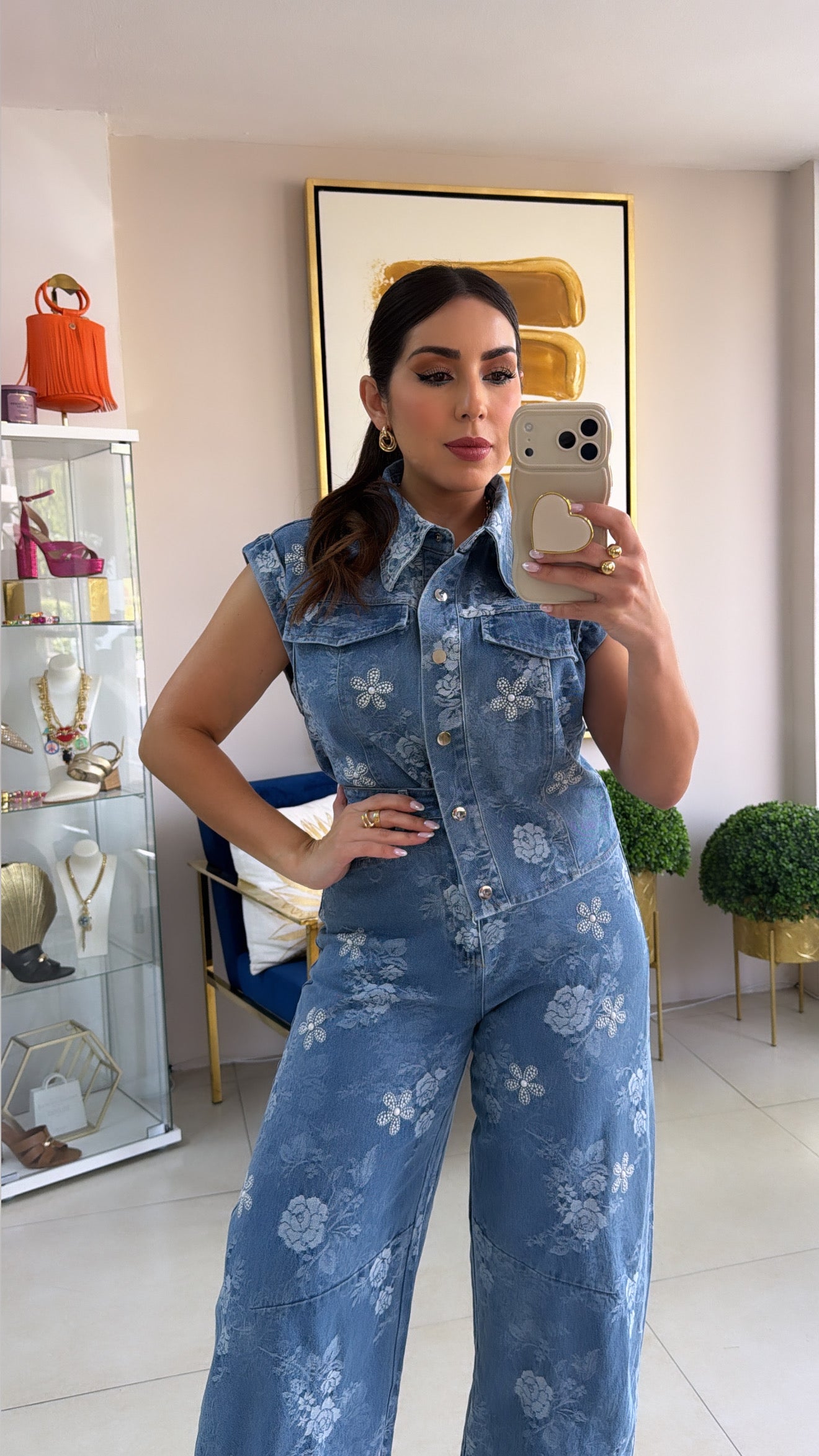 Floral Denim Barrel Set