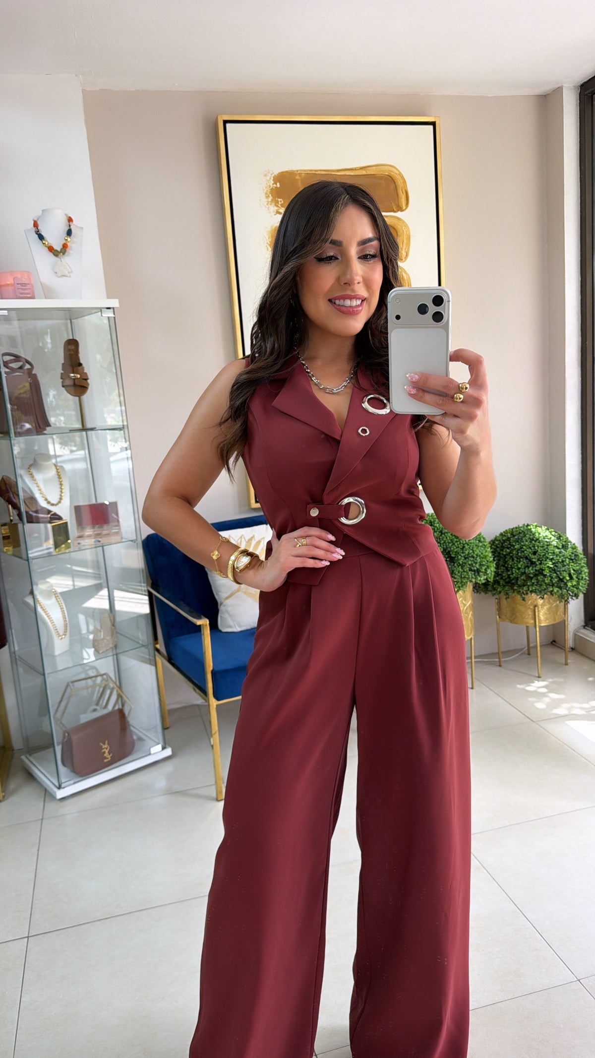 Wine Vest Palazzo Set