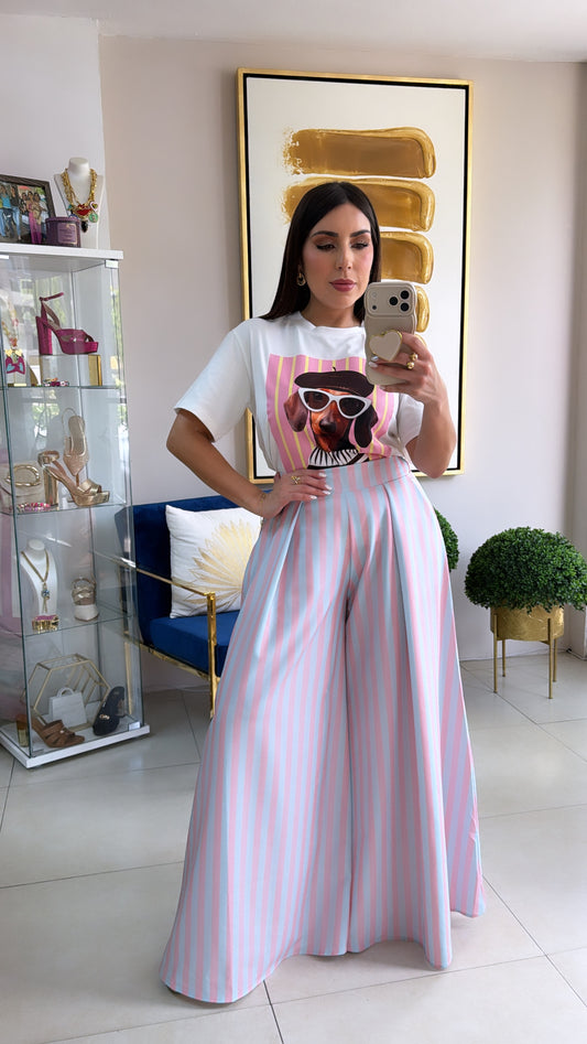 Pink & Blue Stripes Palazzo