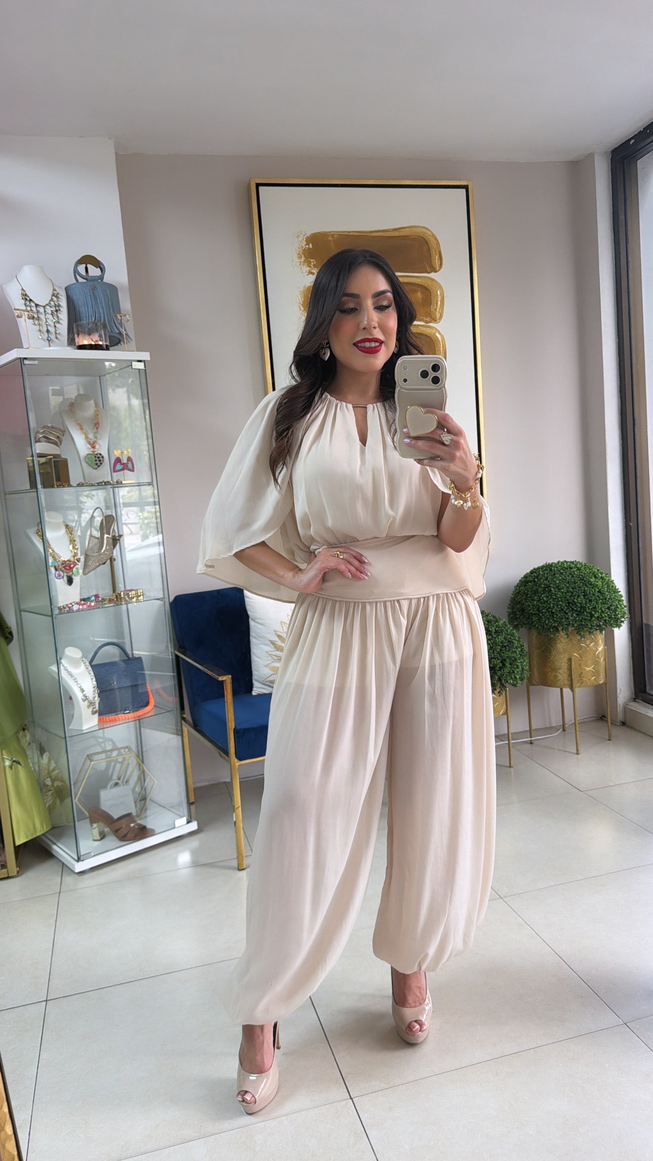 Cream Bombacho Pant Set
