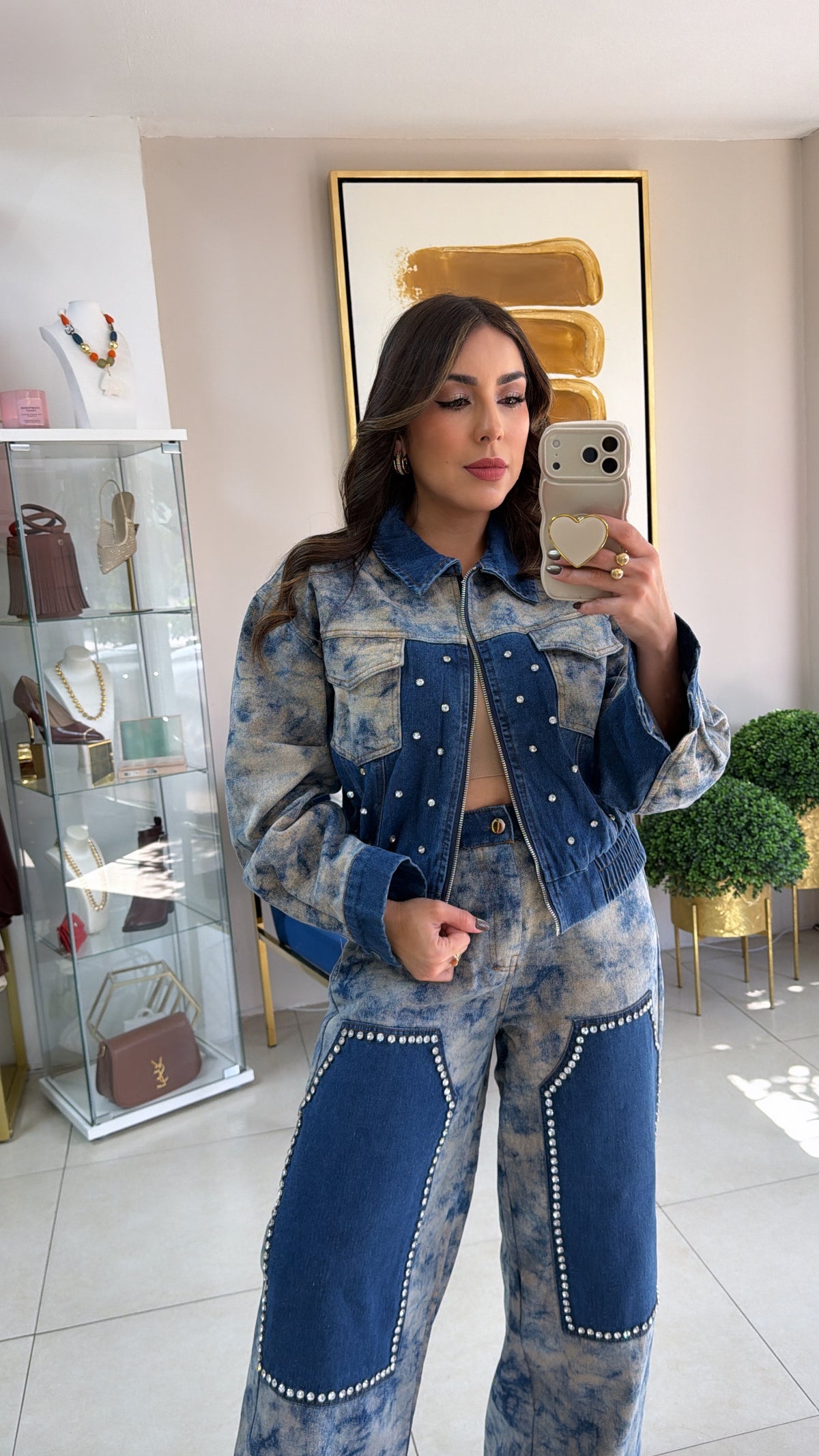 Tyedye Rhinestones Denim Set
