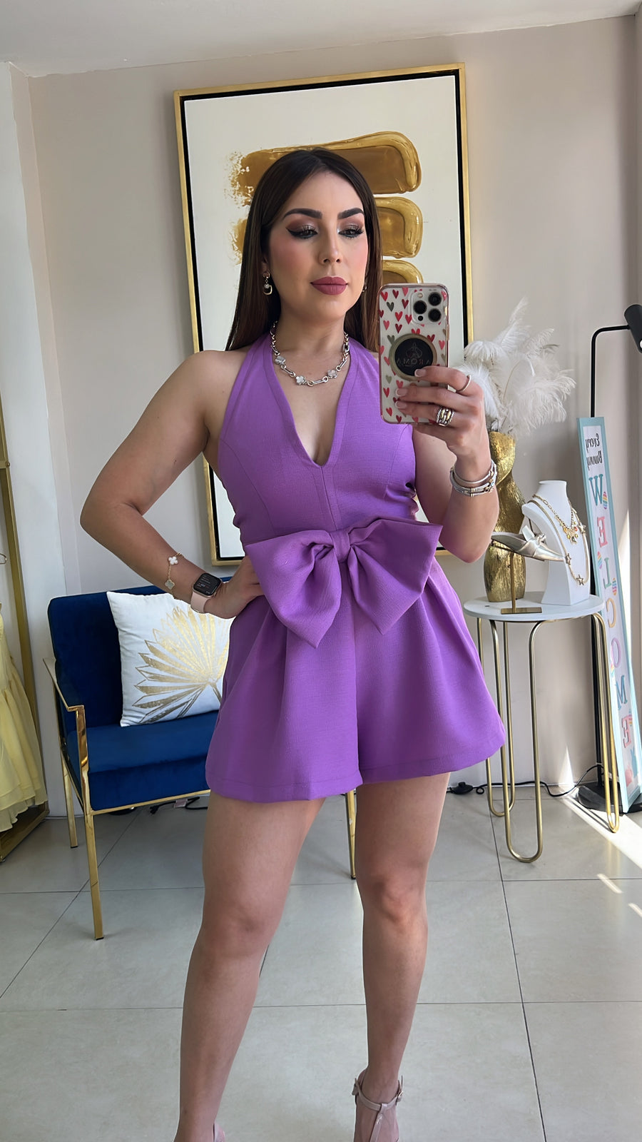 Purple Bow Romper