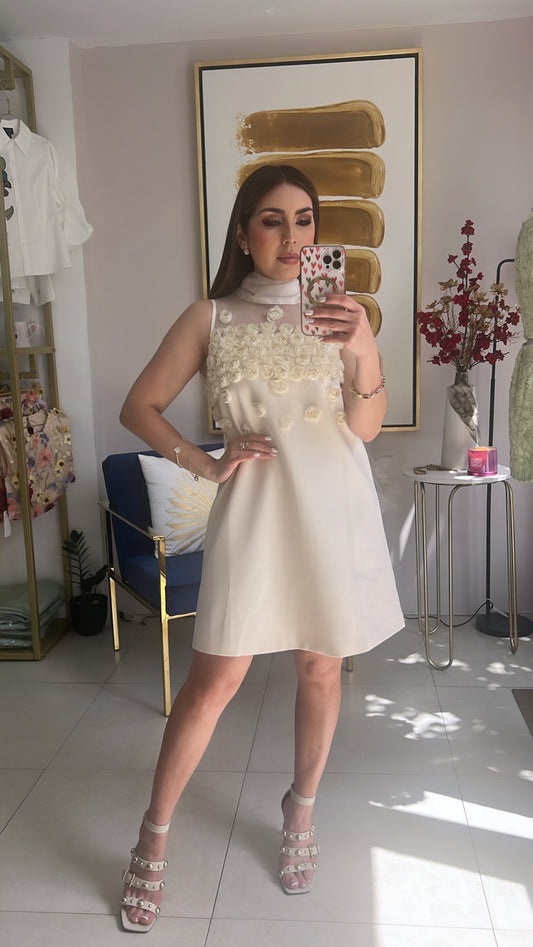 Cream Flowers Dress