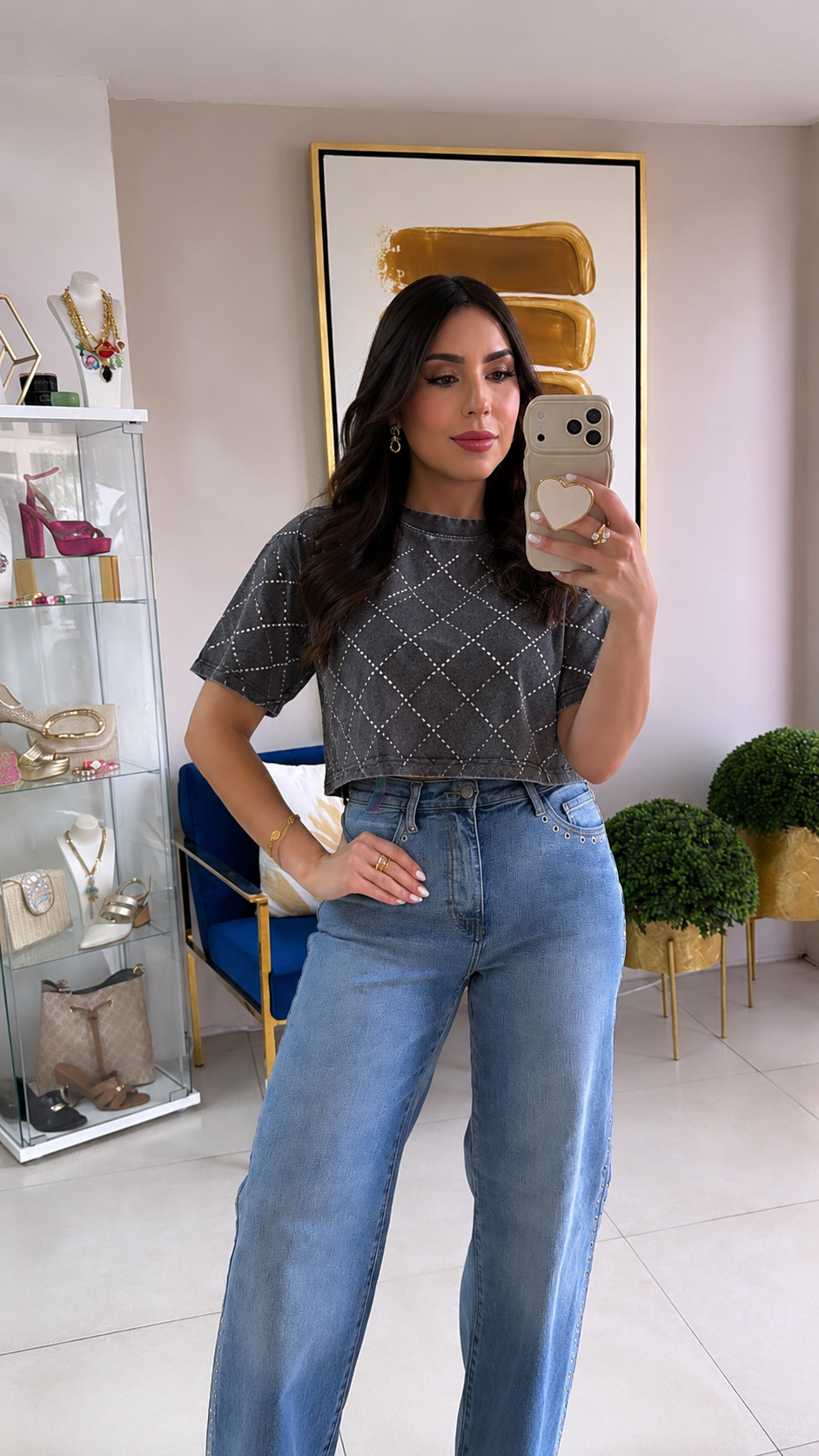 Rhinestones Crop Top