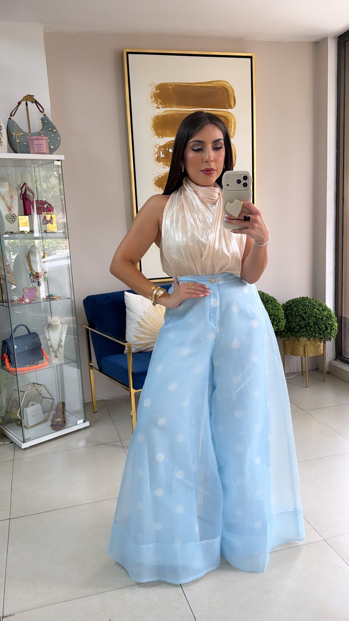 Blue Polka Palazzo Pants