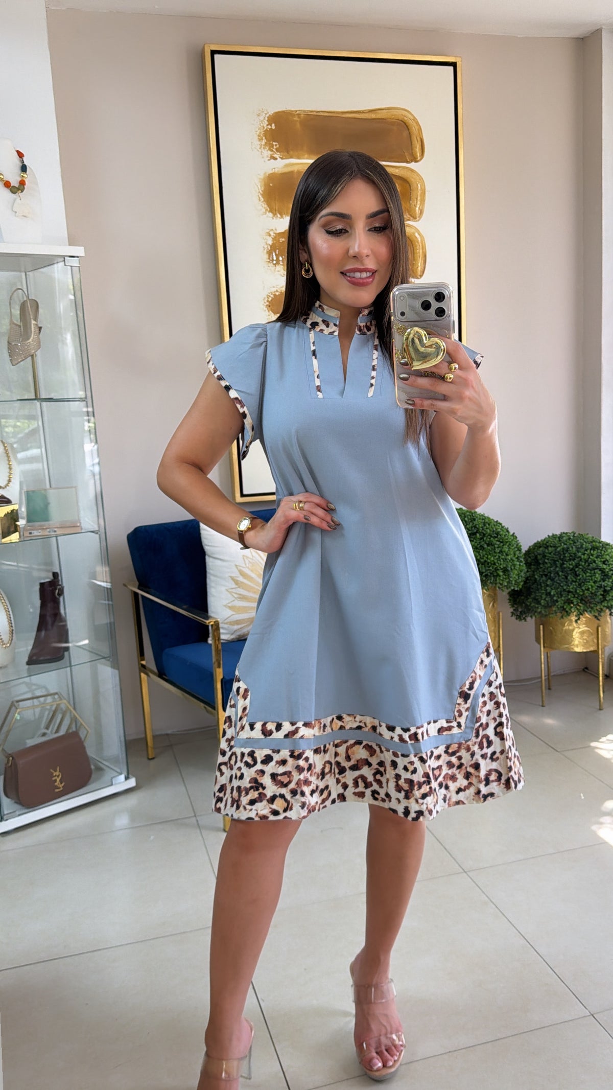 Blue Animal Print Dress