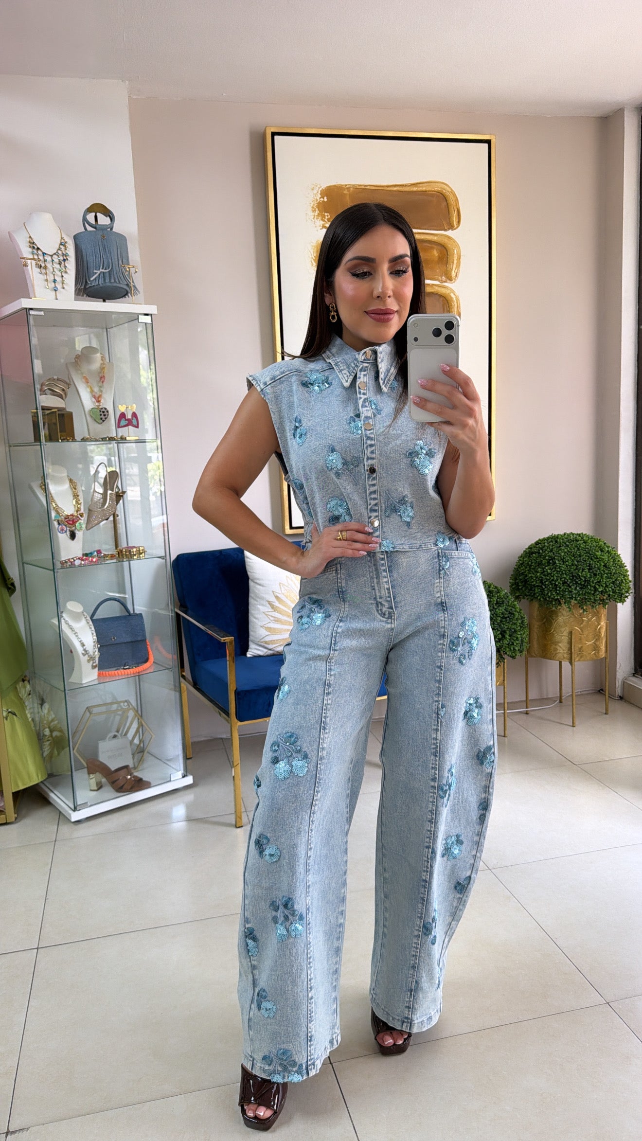 Flowers Sequins Pant Set