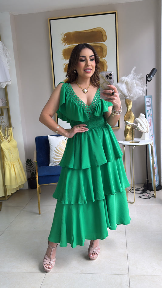 Green Cascade Dress