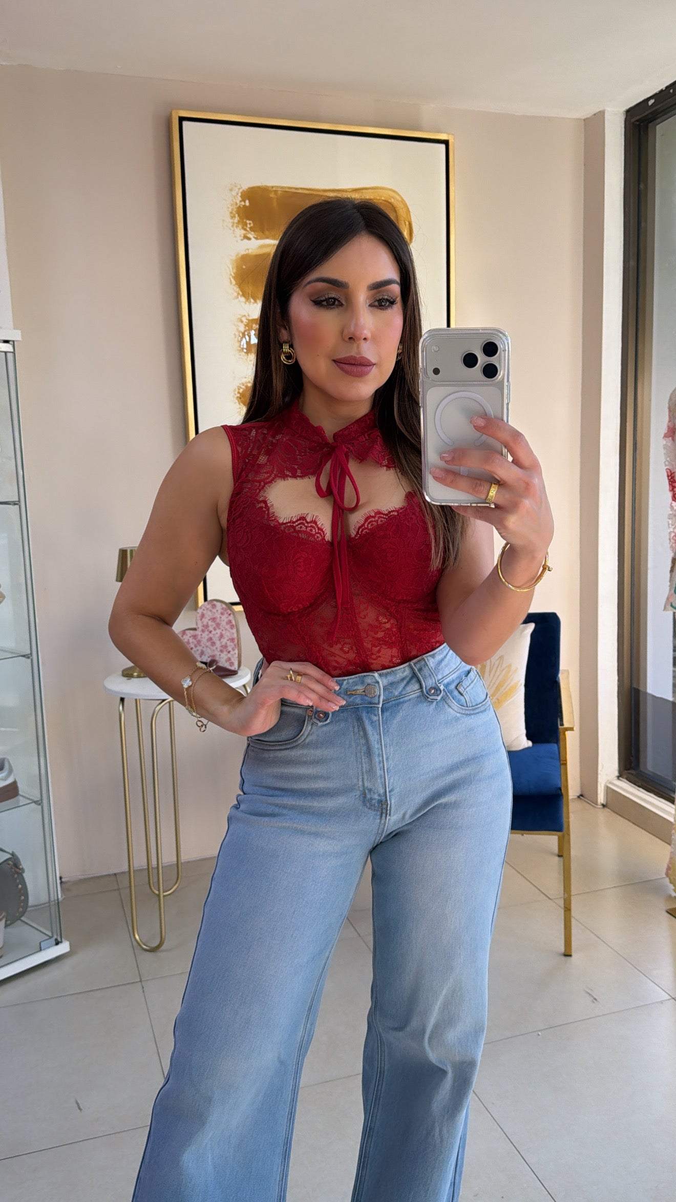 Wine Corset Lace Top