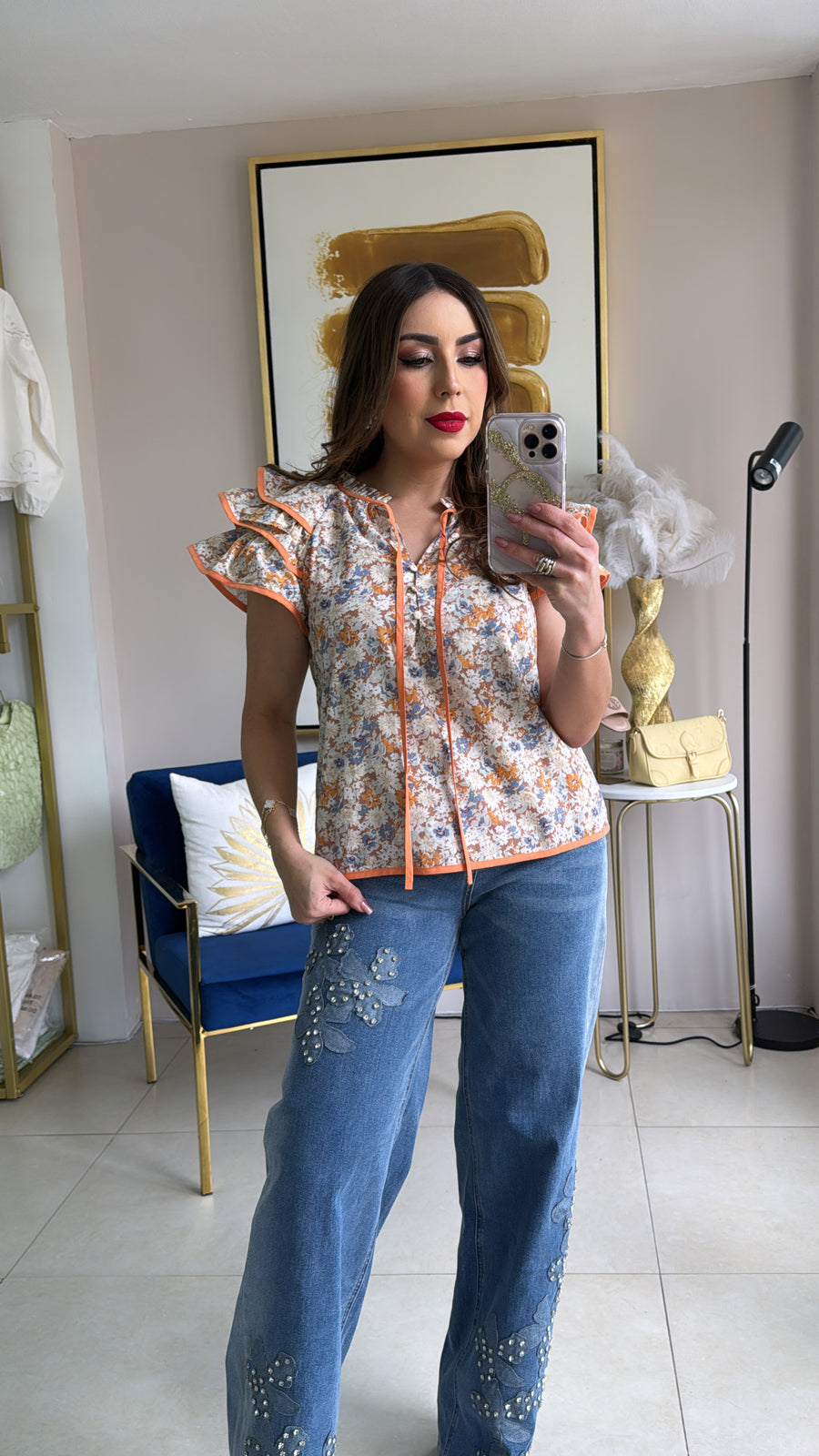 Floral Ruffle Top