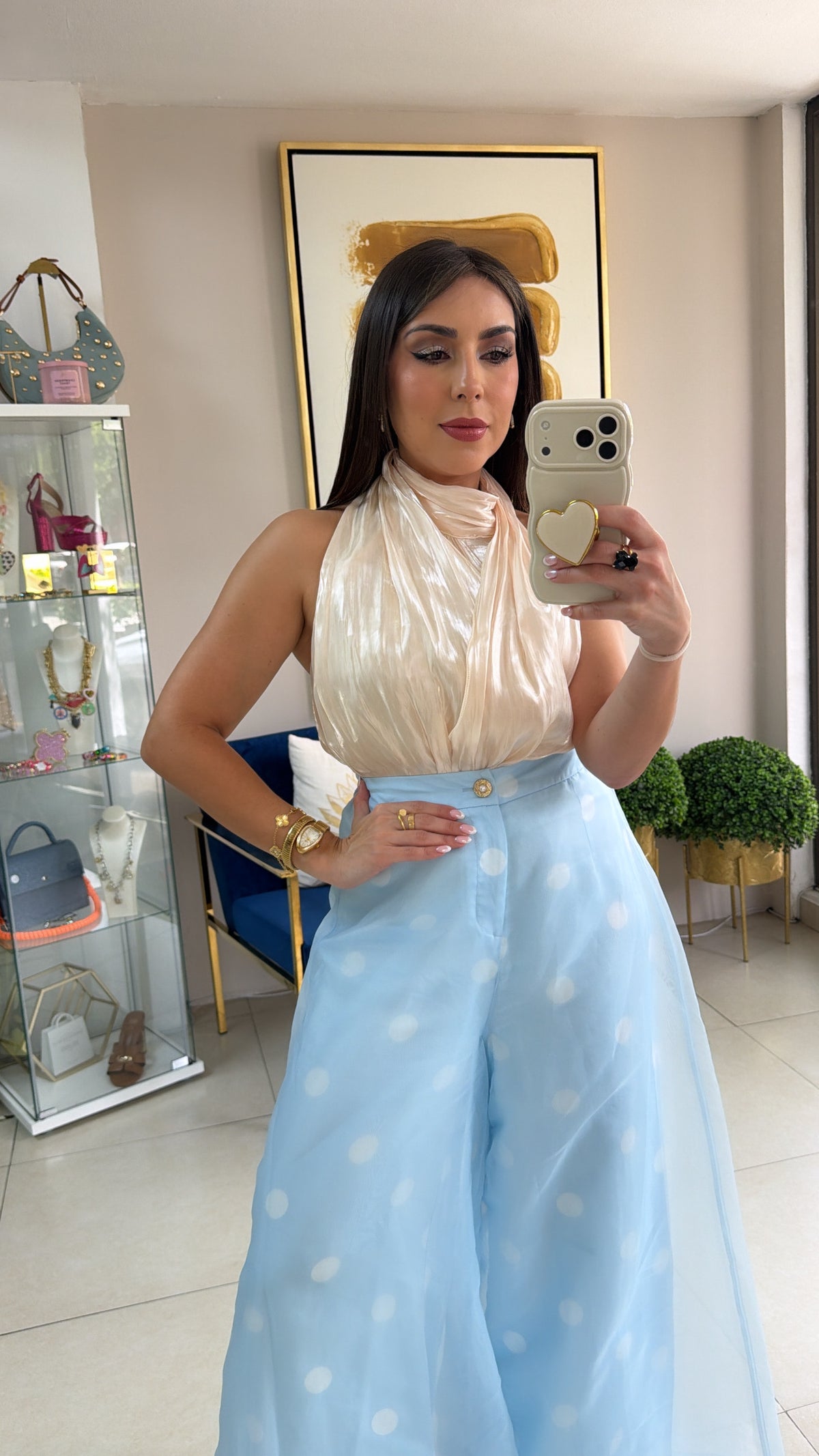 Cream Satin Top