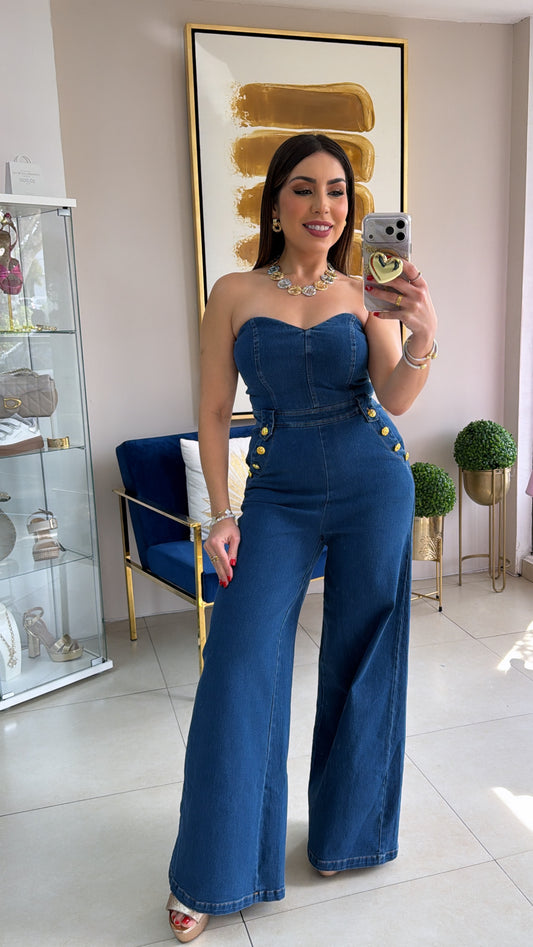 Strapless Denim Jumpsuit
