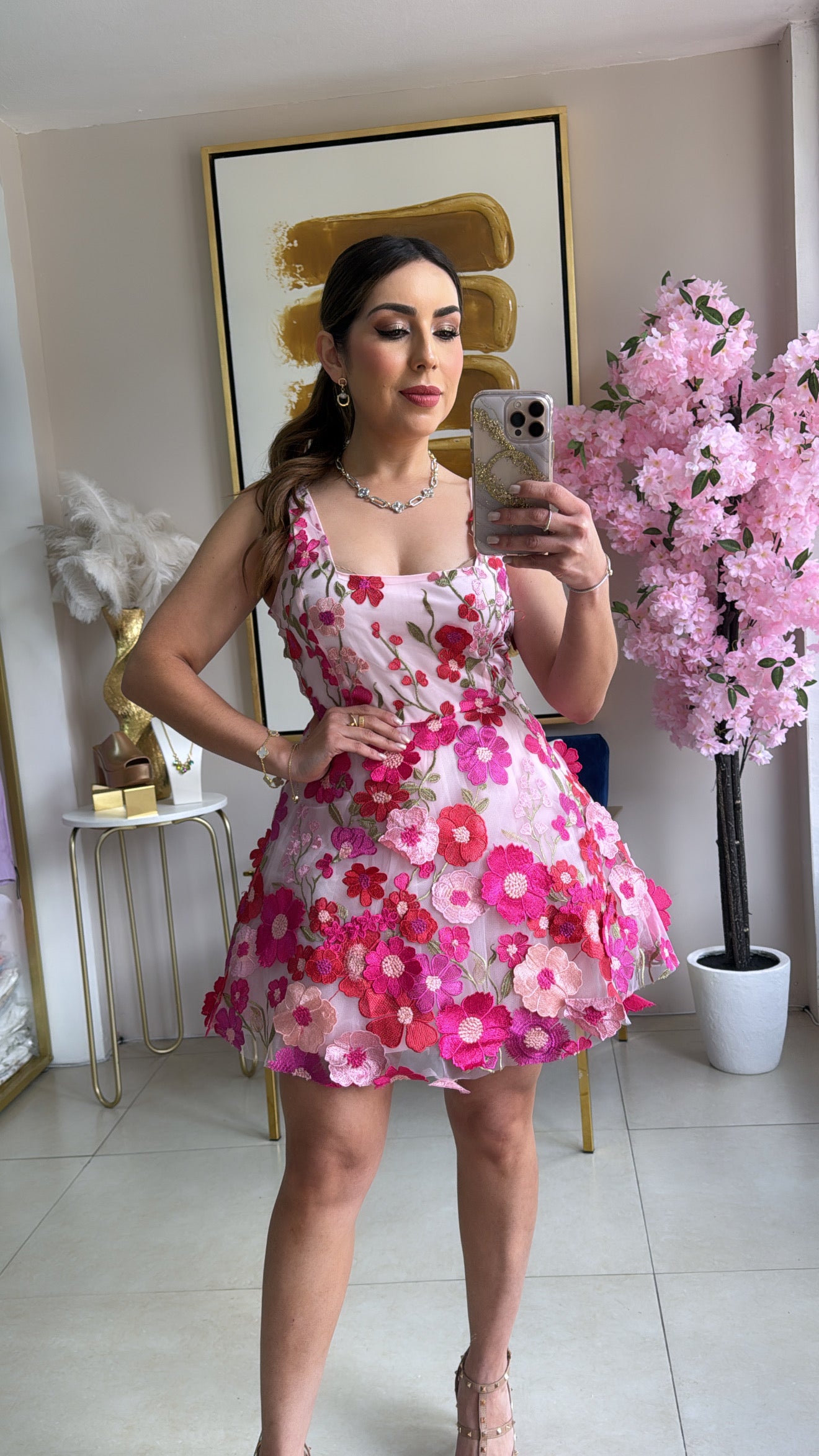 Multi Pink 3D Dress