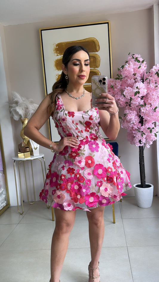 Multi Pink 3D Dress