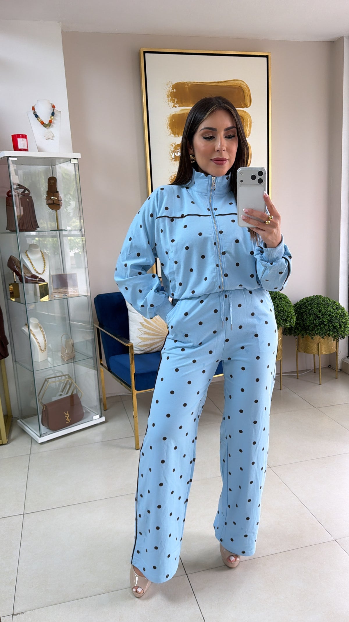 Blue Polka Travel Set