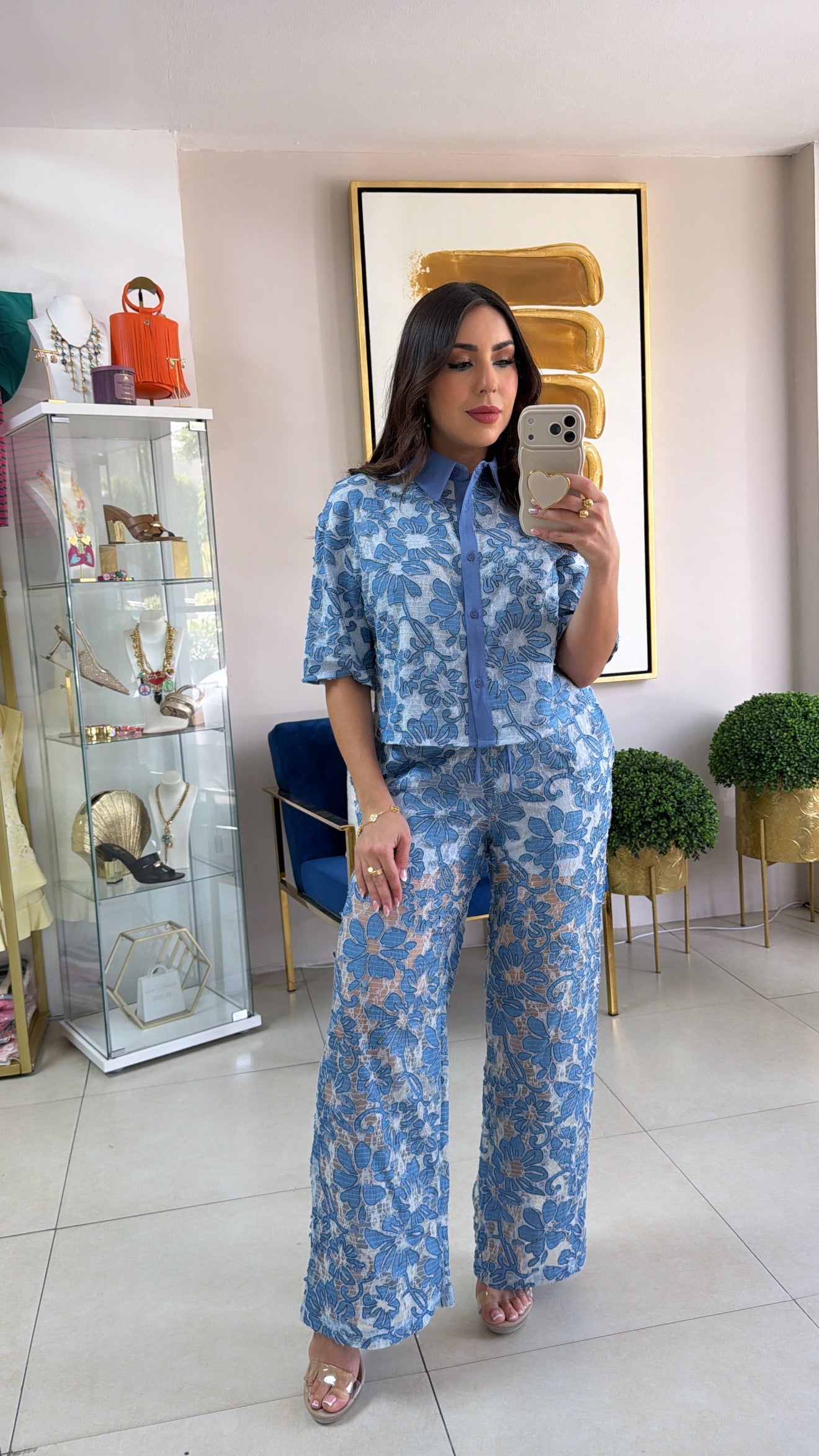 Floral Eyelet Pant Set