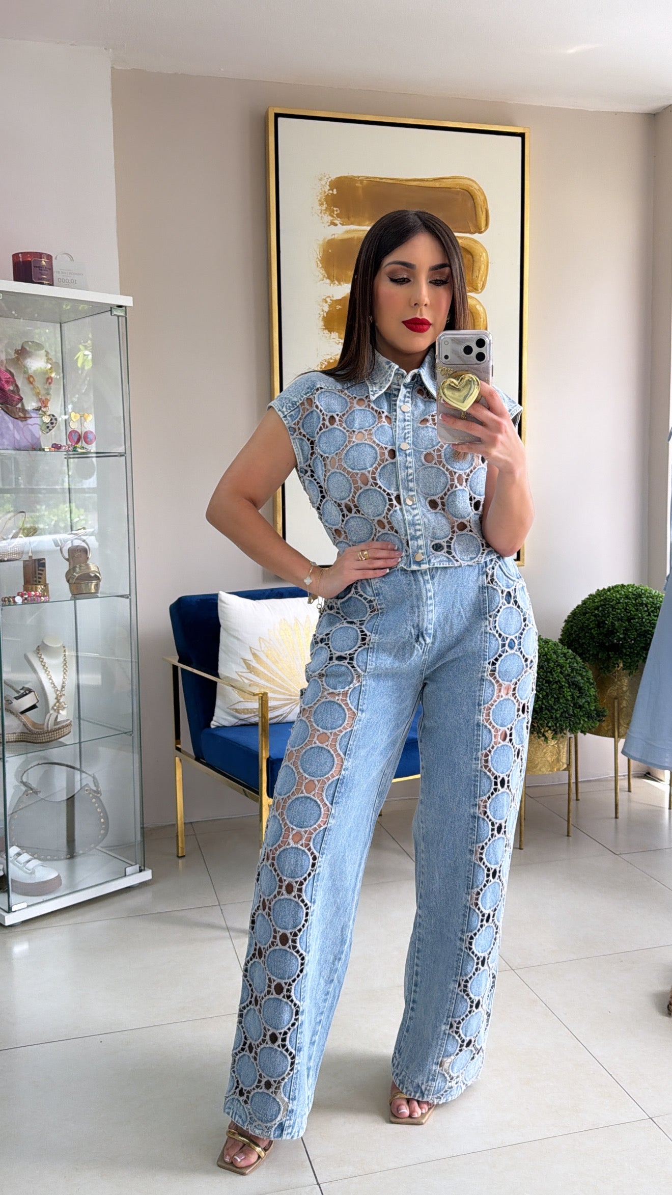Denim Embroidery Circles Set