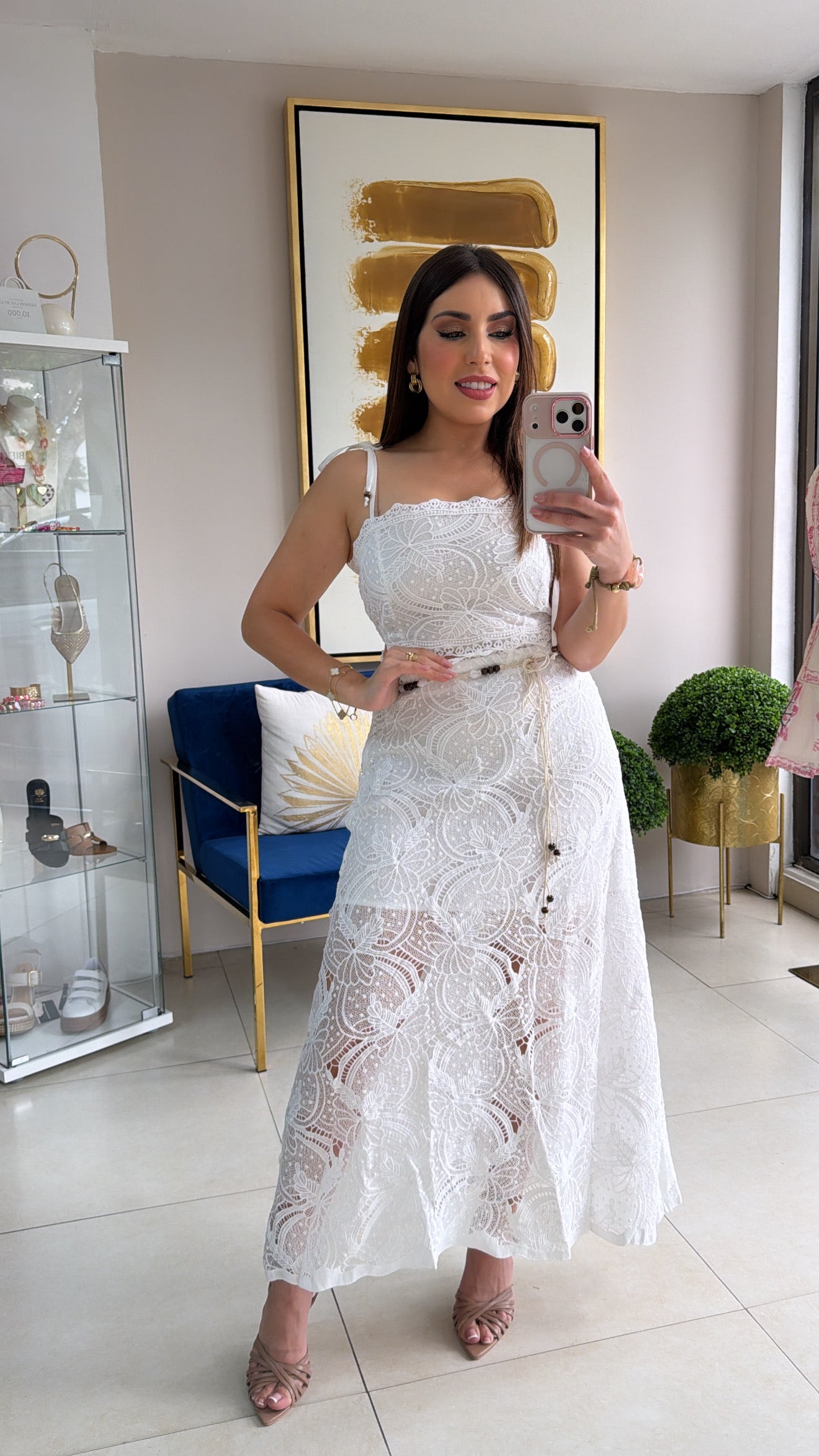 White Crochet Skirt Set