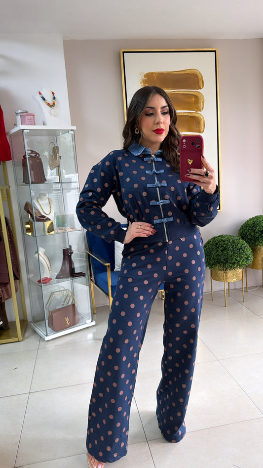 Blue Polka Travel Set