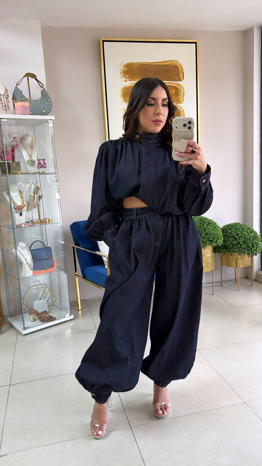 Denim Bombacho Set