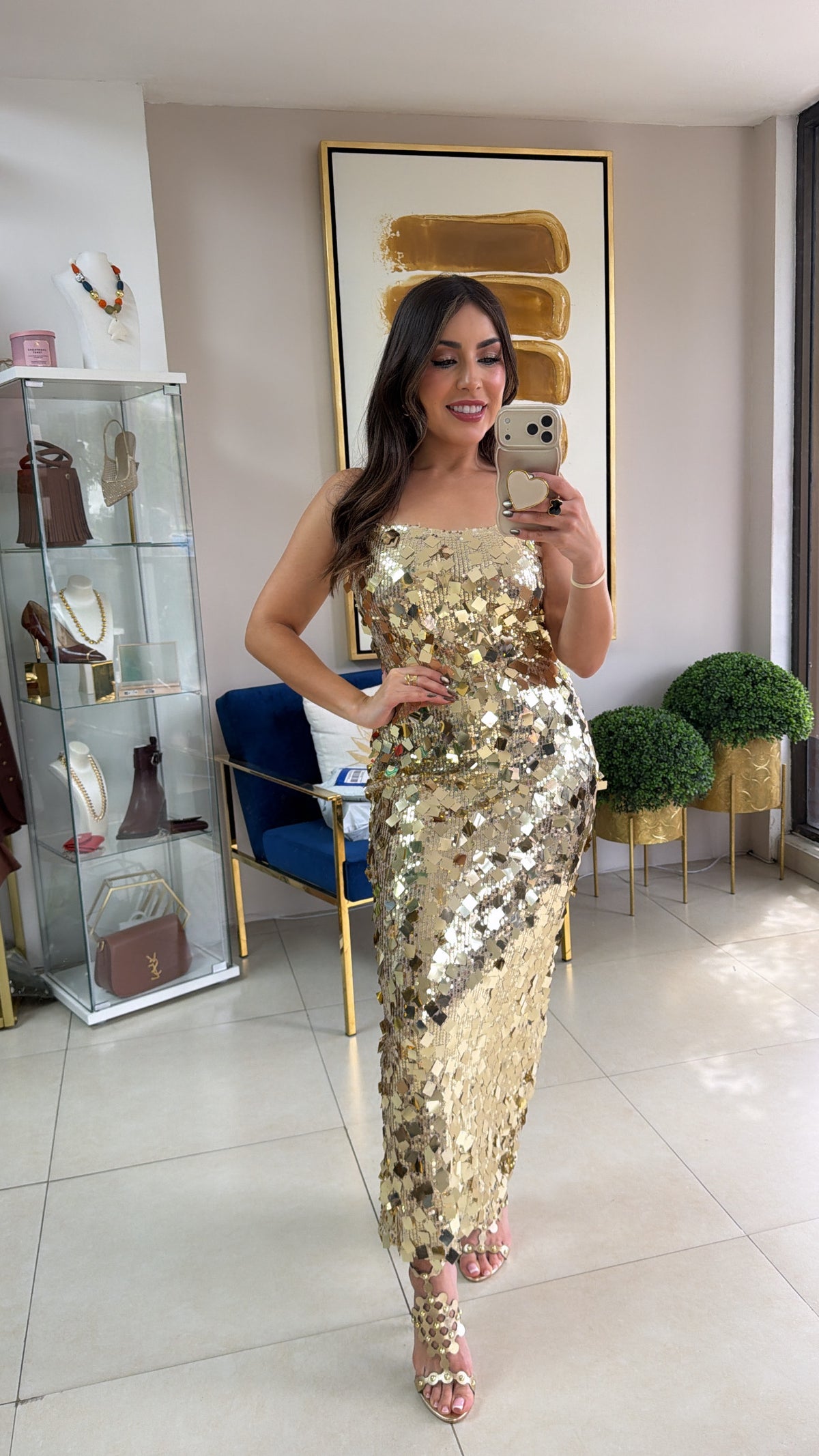 Gold Midi Dress