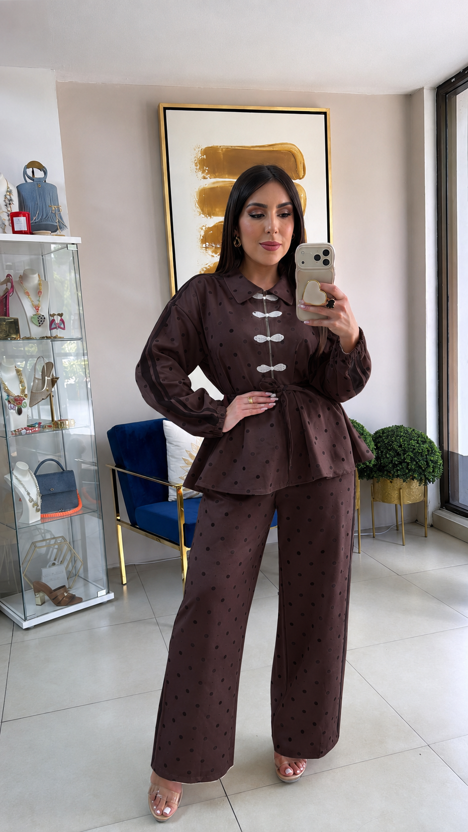 Brown Polka Pant Set