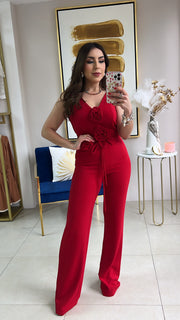 Red Vest Pant Set