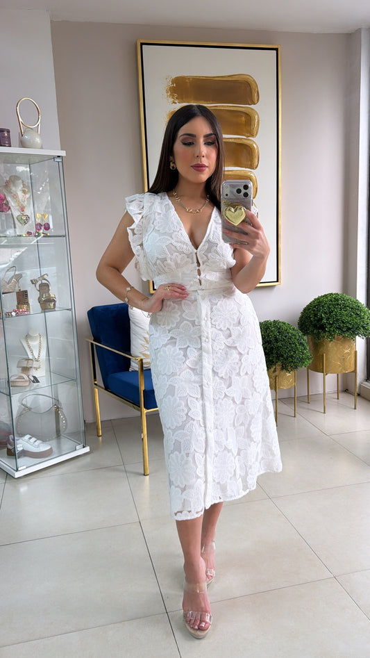 White Embroidery Skirt Set