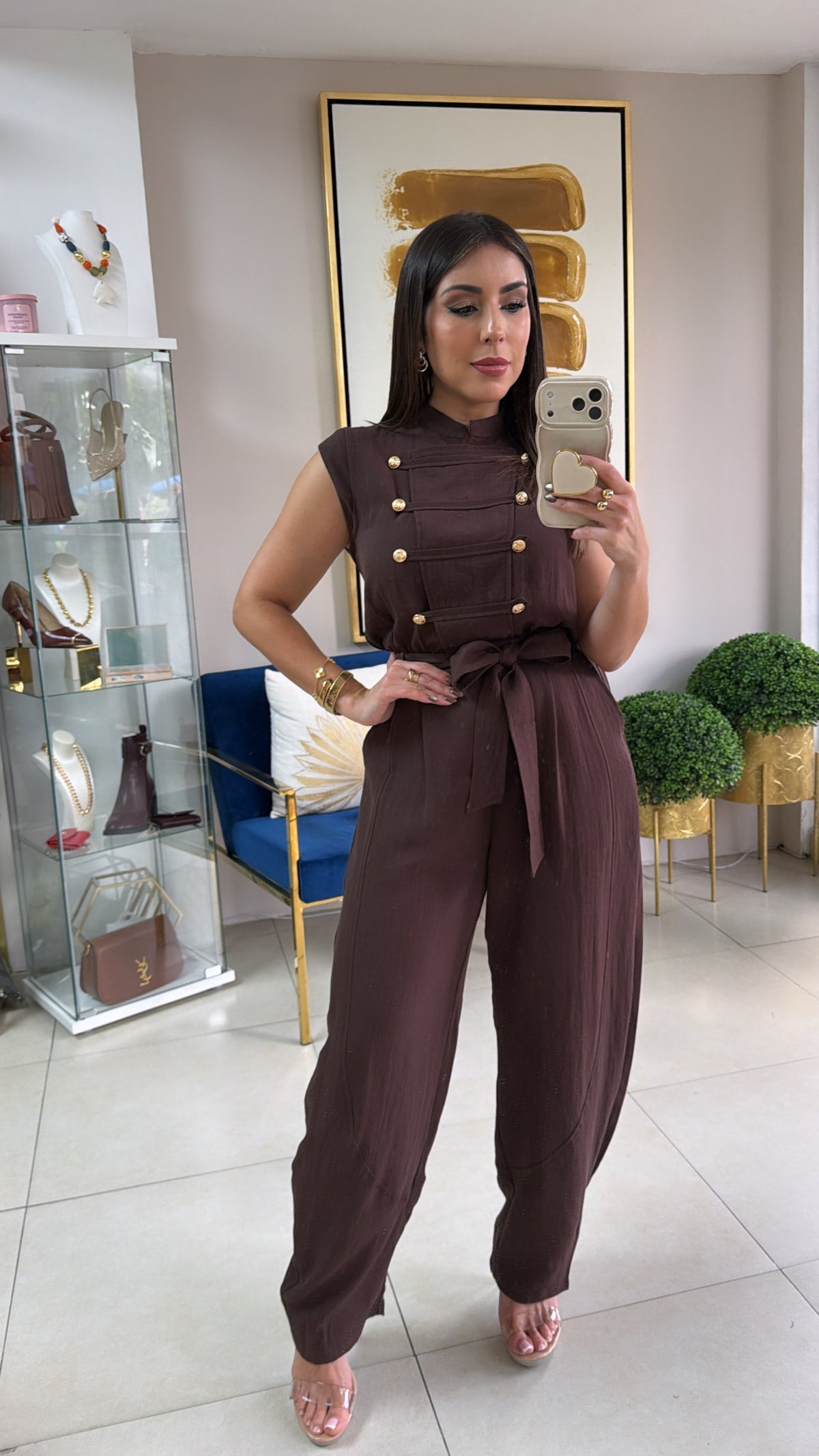 Brown Napoleon Barrel Jumpsuit