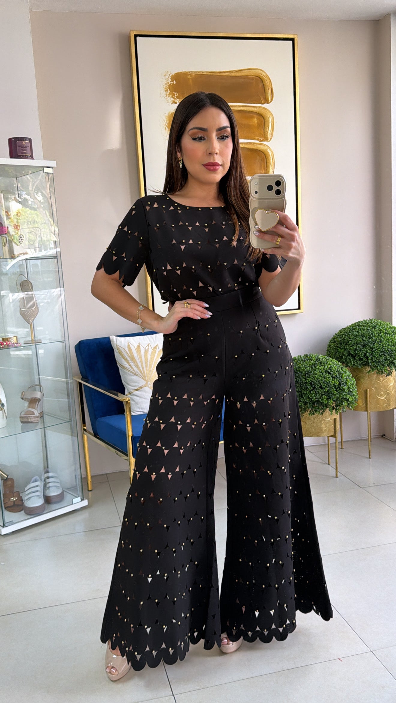 Black Lasercut Pants