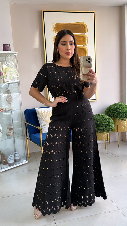 Black Lasercut Pants
