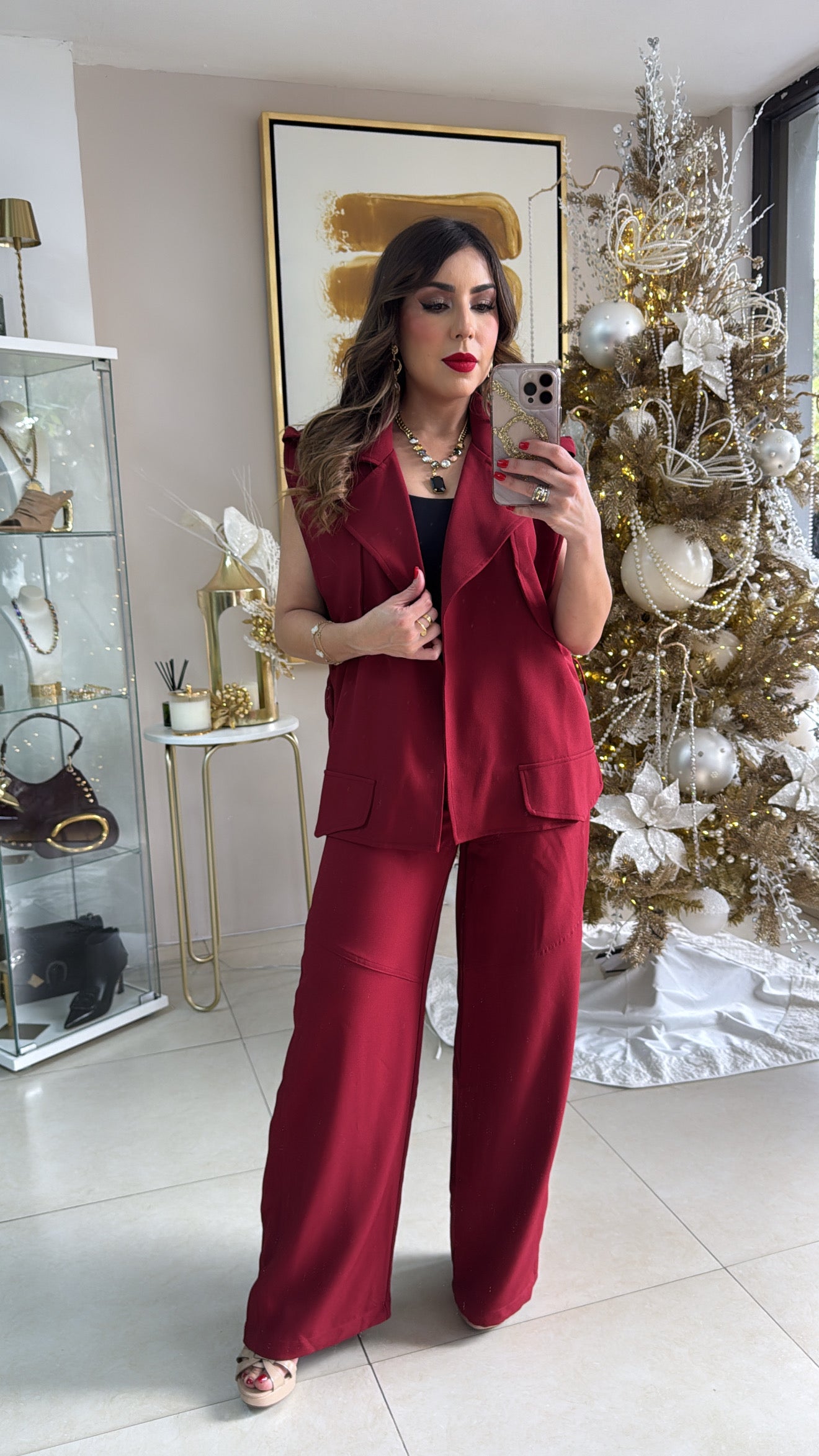 Wine Vest & Pant Set