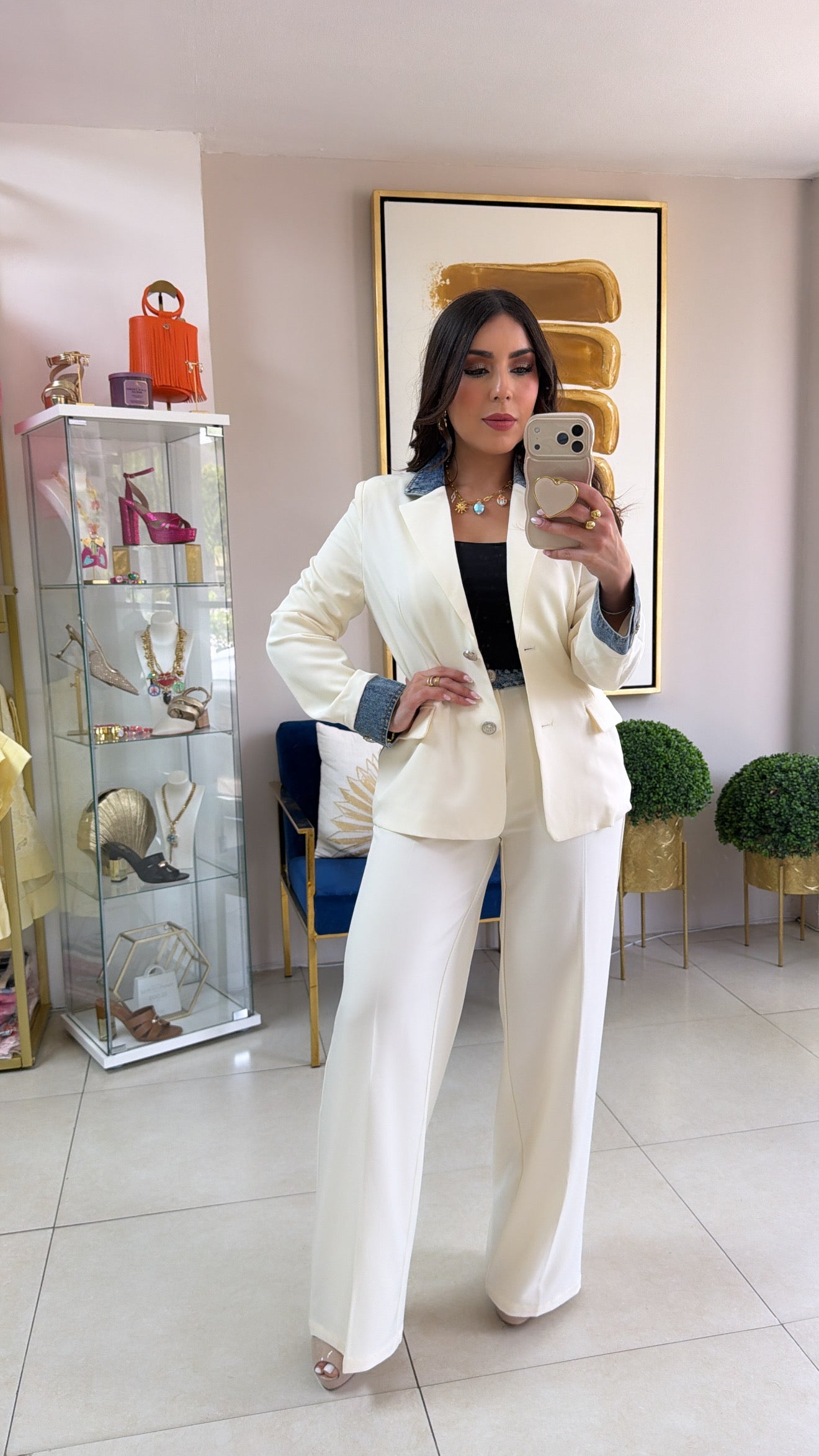Ivory Blazer and Pant Set