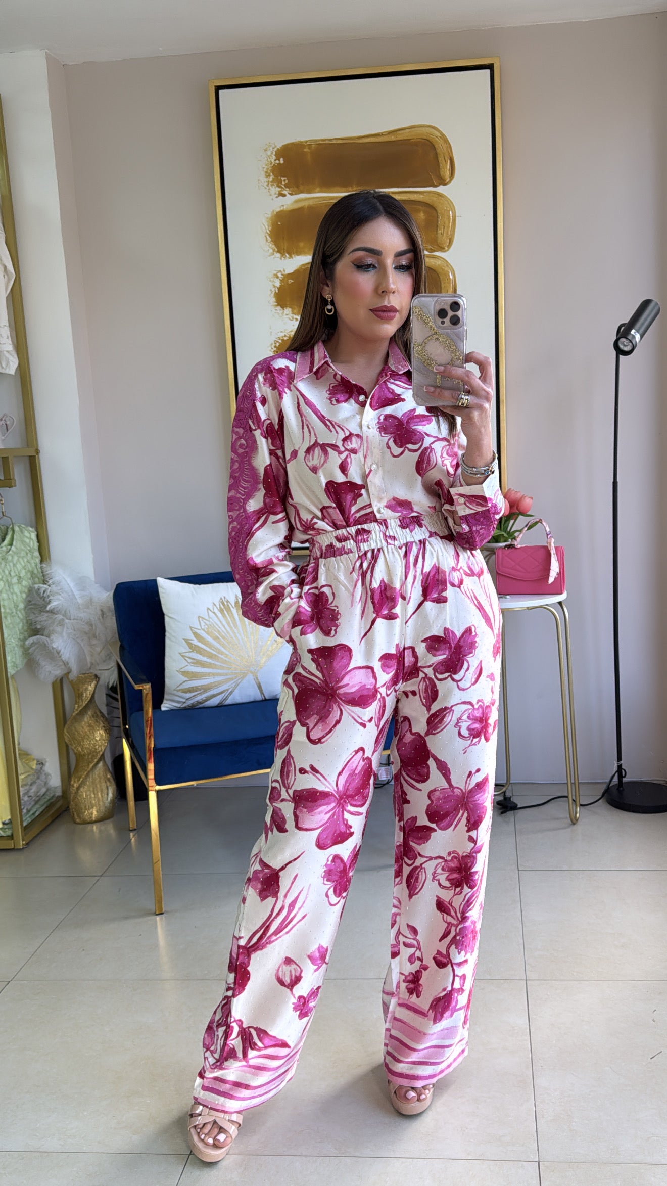 Magenta Floral Pant Set