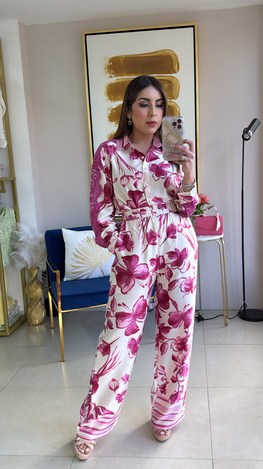 Magenta Floral Pant Set