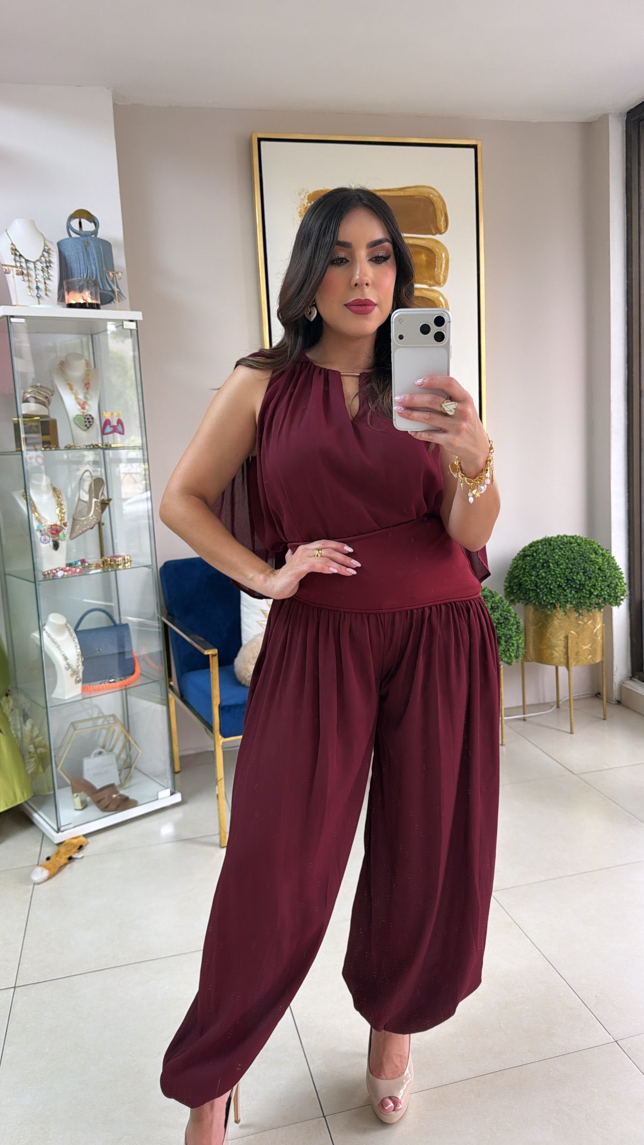 Wine Bombacho Pant Set