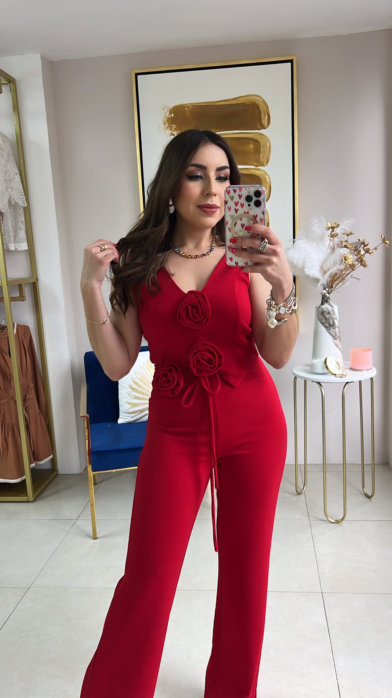 Red Vest Pant Set