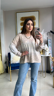 Animal Print Metalic Top