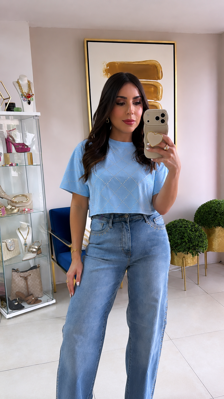 Rhinestones Crop Top